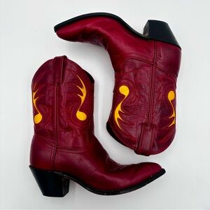 CODE WEST Vintage Cowboy Boots Half Calf Red & Yellow Western women's 7